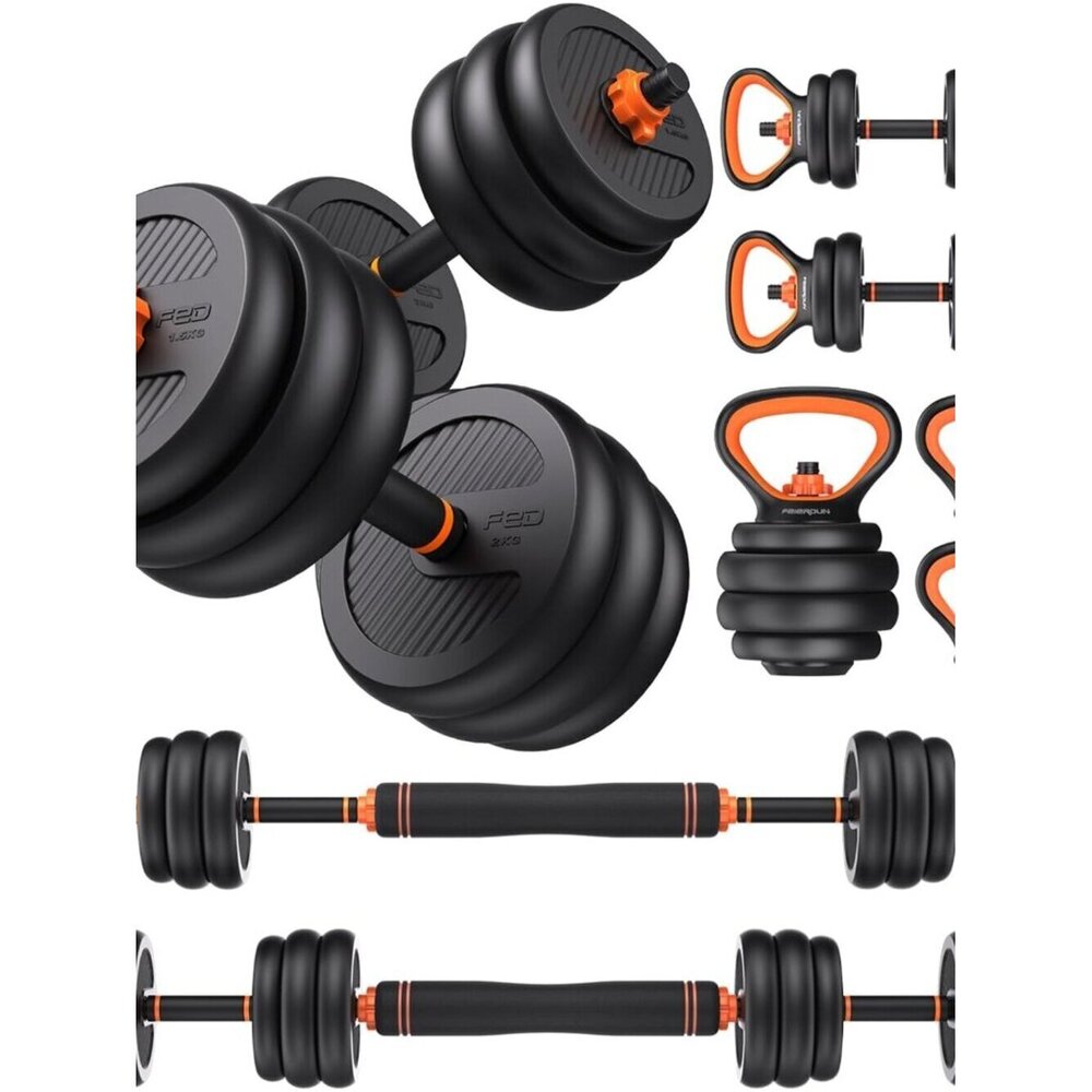 Adjustable Dumbbells, 20/30/40/45/70/90lbs Free Weight Set with Connector, 5